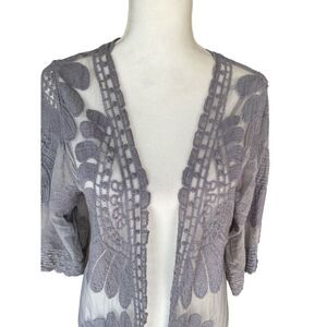 Gray Beach Tropics Vacation Crusing Festival Summer Cotton Blend Duster Size S